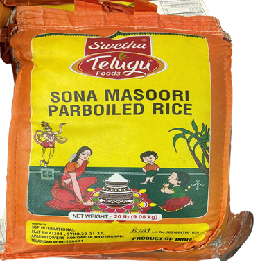 Telugu - Sona Masoori Par Boiled Rice 20lb