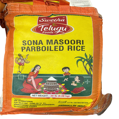 Telugu - Sona Masoori Par Boiled Rice 20lb – Fresh Organic Groceries