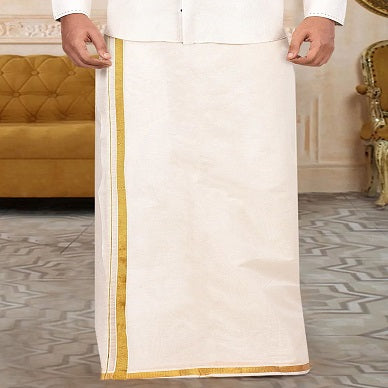 Classic Cotton Dhoti Golden Thick Border